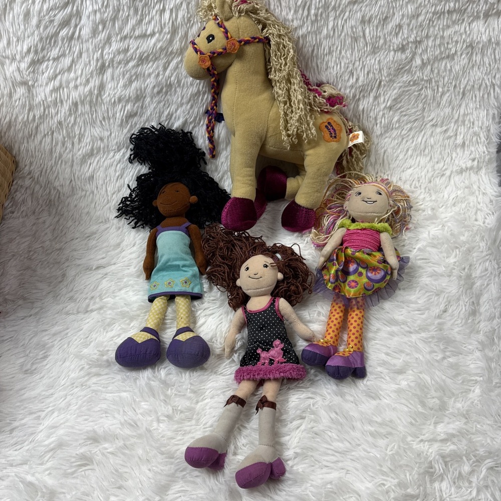 Vintage Groovy Girls Doll Lot 3 Dolls + Blossom Horse Manhattan Toy Plush 2001
